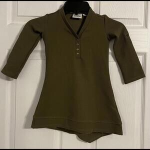 SIMPLY Noelle Curtsy COUTURE Girls Dress 3t Olive Green Long Sleeve Vneck